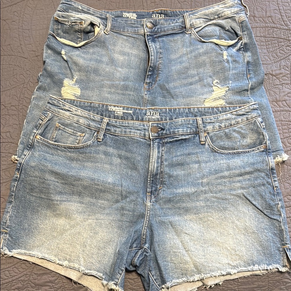 a.n.a Blue Jean Shorts with Distressed Details